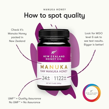 UMF 24+ Raw Manuka Honey MGO 1122+, Premium New Zealand Pure Honey,