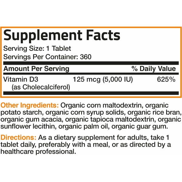 Bronson Vitamin D3 5,000 IU, 360 Tablets - Image 7