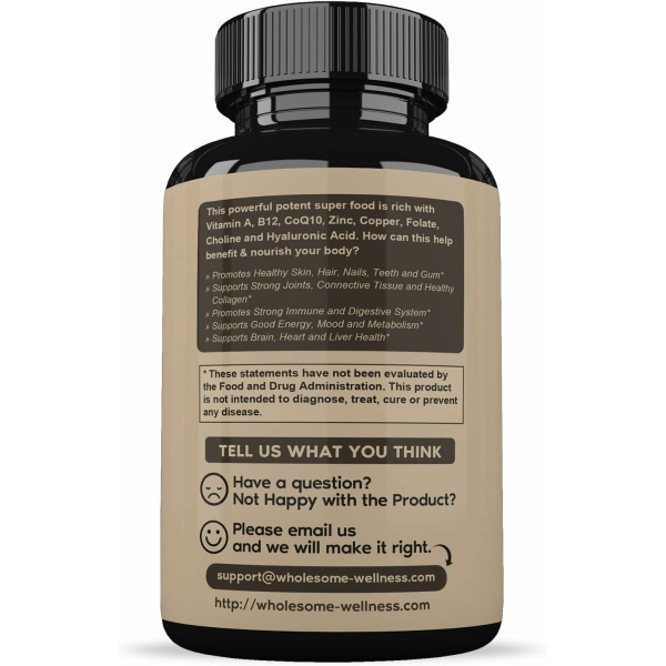 Wholesome Wellness Grass Fed Desiccated Beef Liver Capsules,180 Pills, 750mg - Image 7