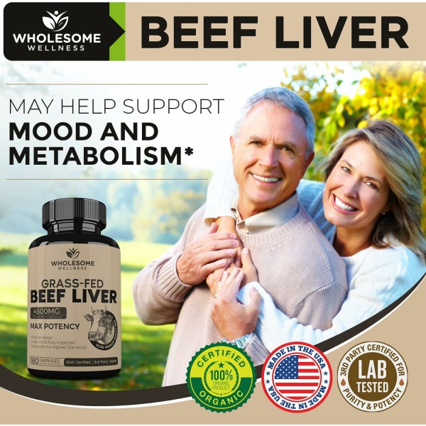 Wholesome Wellness Grass Fed Desiccated Beef Liver Capsules,180 Pills, 750mg - Image 8
