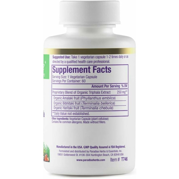 Paradise Herbs, Triphala, 60 Vegetarian Capsules - Image 2