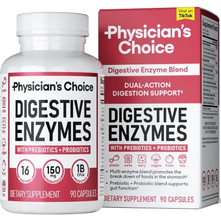 Physician's CHOICE Digestive Enzymes Organic Prebiotics & Probiotics - 90 Capsules