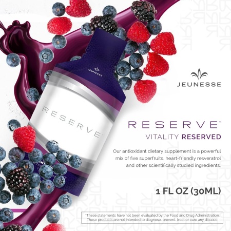 Jeunesse Global Reserve – Antioxidant Fruit Blend Nutritional Supplement- 30 Packets per Box (30ml)