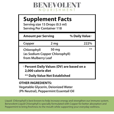 Benevolent, Liquid Chlorophyll, Ingredients