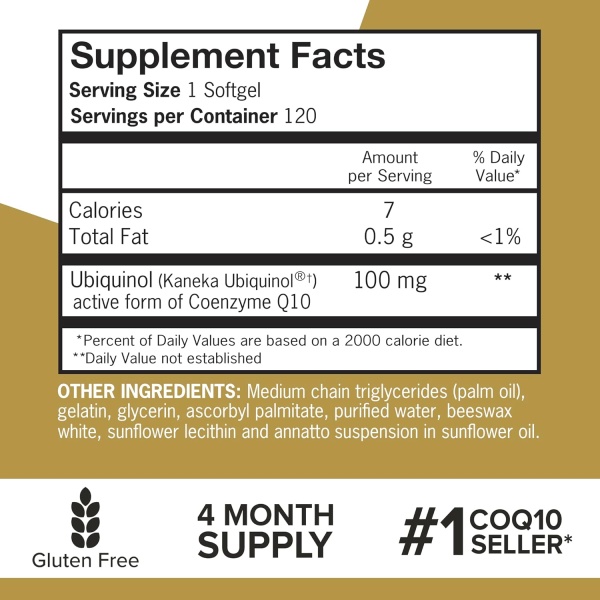 Qunol Ubiquinol CoQ10 100mg Softgels - 120 Count - Image 5