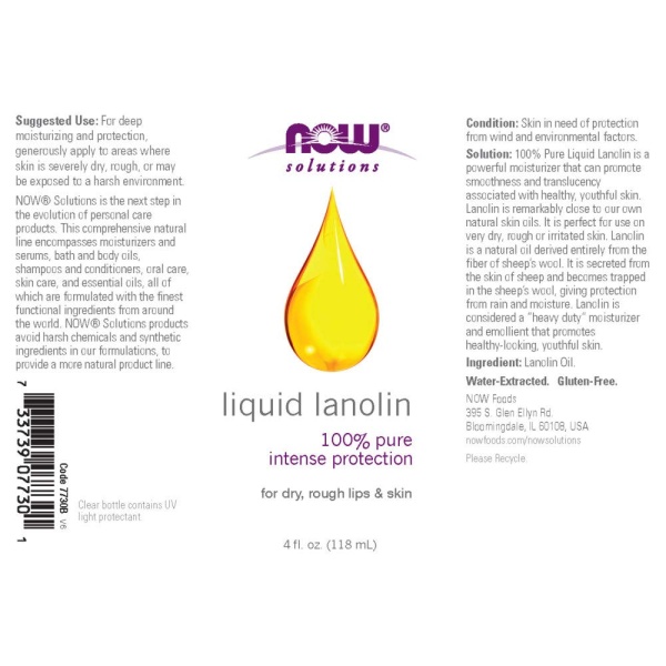 ⁦NOW Liquid Lanolin Pure, 118 ml⁩ - الصورة ⁦2⁩