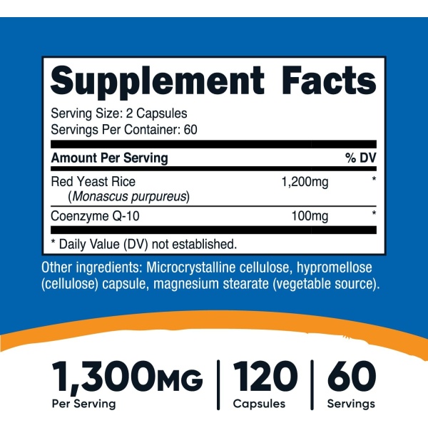 Nutricost, Red Yeast Rice with CoQ10 1300mg, Ingredients