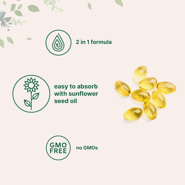 Micro-Ingredients Vitamin D3 5000 IU+K2 100 mcg, 300 Softgels - Image 5