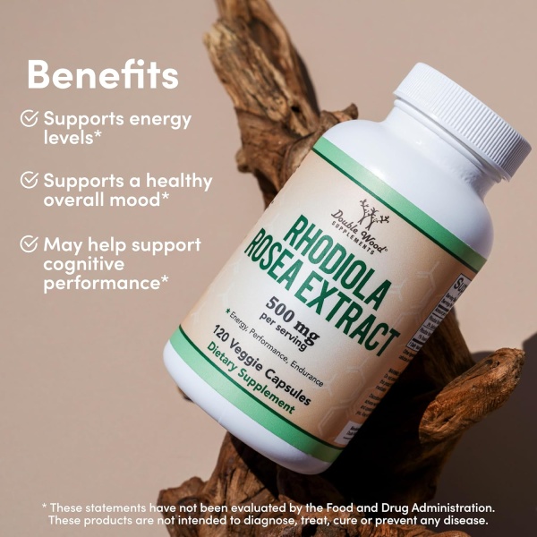 ⁦Double Wood Rhodiola Rosea Extract 500mg, 120 Capsules⁩ - الصورة ⁦4⁩