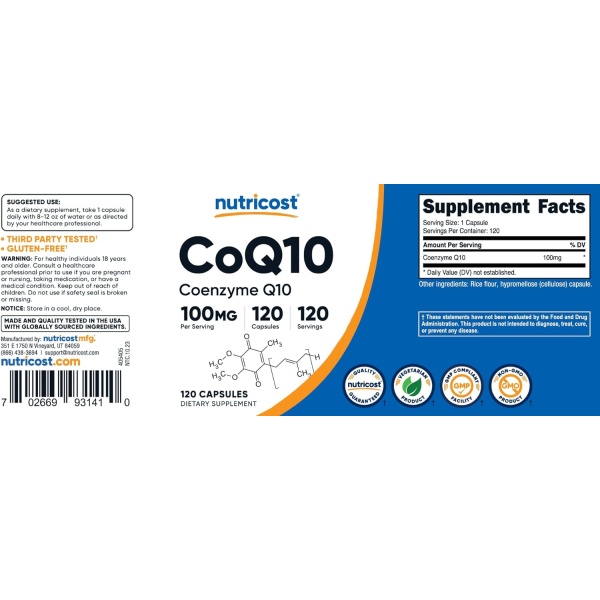Nutricost CoQ10 100mg, 120 Capsules - Image 4