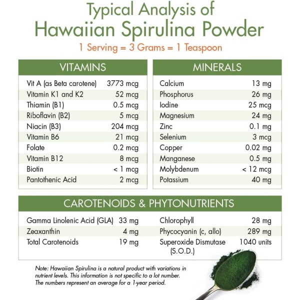 ⁦Nutrex Pure Hawaiian Spirulina Powder, 454 gm⁩ - الصورة ⁦7⁩
