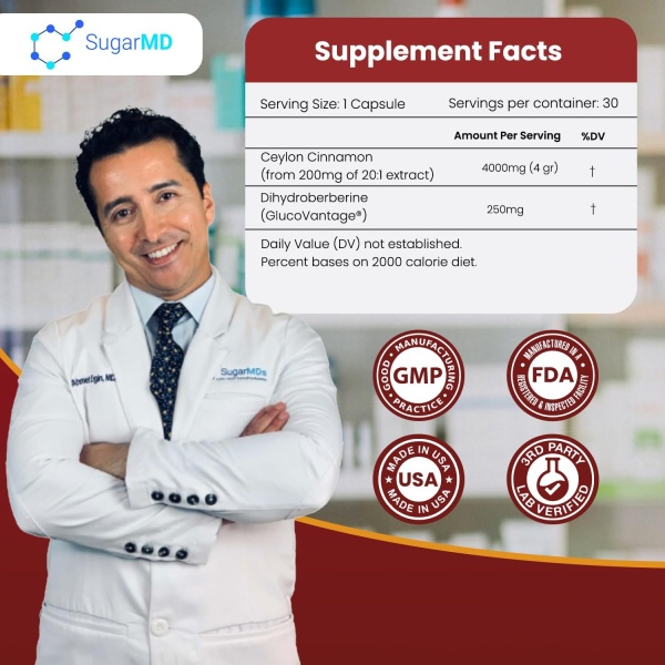 ⁦SugarMD Super Berberine, 30 Capsules⁩ - الصورة ⁦2⁩