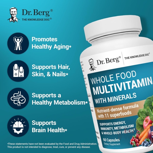 Dr Berg Whole Food Multivitamin with Minerals | 60 Capsules - Image 7