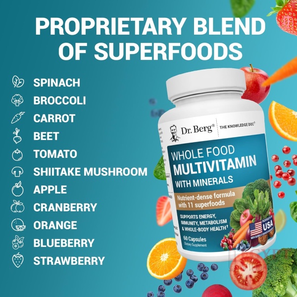 Dr Berg Whole Food Multivitamin with Minerals | 60 Capsules - Image 6