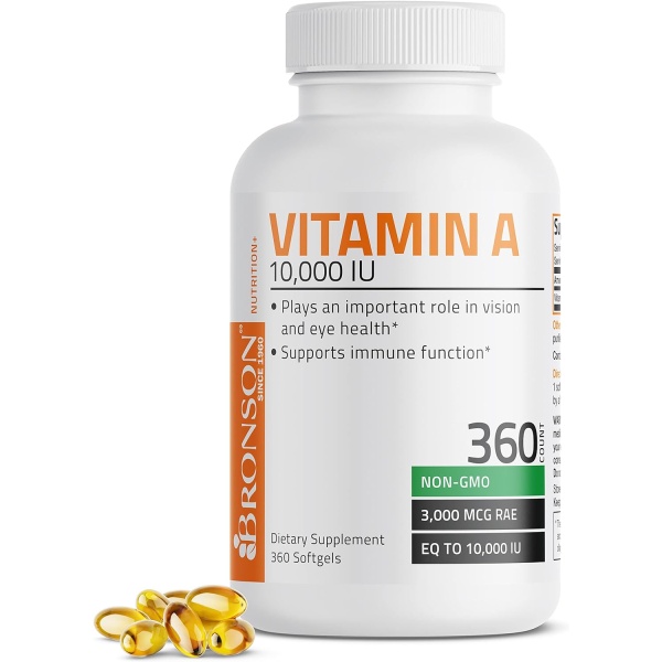 Bronson Vitamin A 10,000 IU Premium Non-GMO Formula Supports Healthy Vision & Immune System and Healthy Growth & Reproduction, 250 Softgels