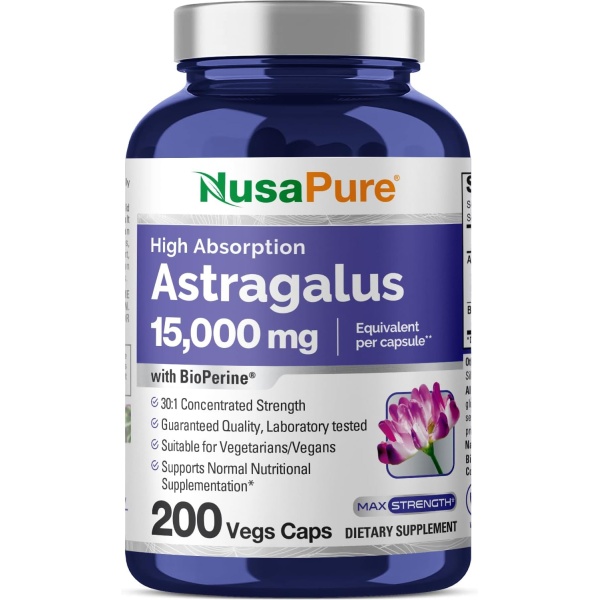 NusaPure, Astragalus 15000mg, 200 Capsules