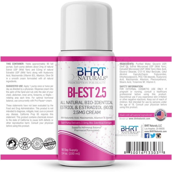 BHRT Naturals, Estrogen Bi-EST 2.5, Ingredients