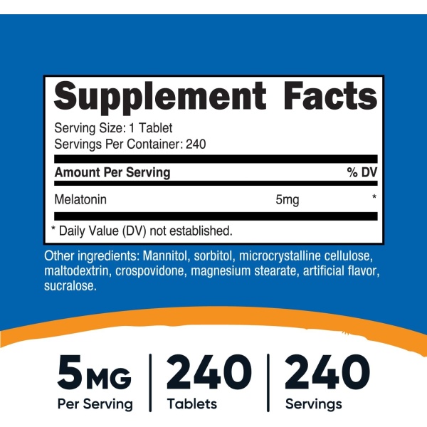 Nutricost, Melatonin 5mg, Ingredients