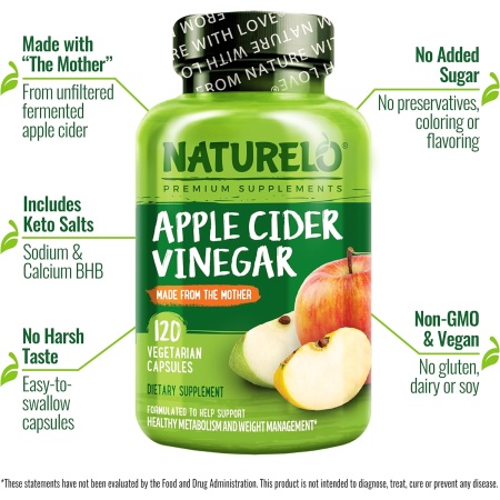 NATURELO, Apple Cider Vinegar, 120 Capsules