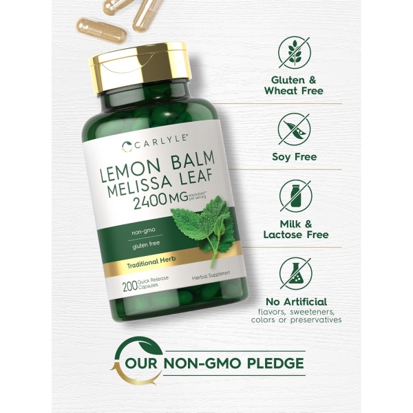 Carlyle Lemon Balm Melissa Leaf 2400 mg, 200 Capsules - Image 5