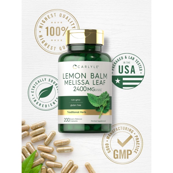 Carlyle Lemon Balm Melissa Leaf 2400 mg, 200 Capsules - Image 6