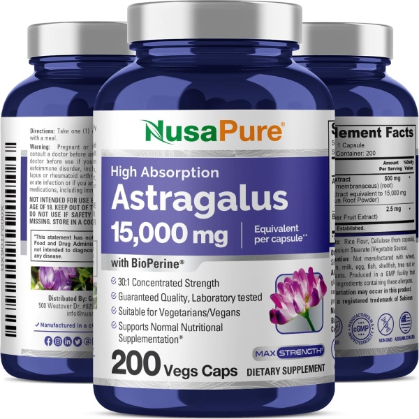 NusaPure, Astragalus 15000mg, 200 Capsules