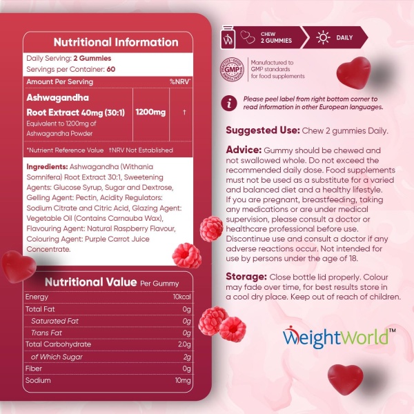 WeightWorld, Ashwagandha 1200mg, Ingredients