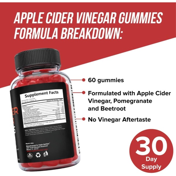 ORPHIC NUTRITION, Apple Cider Vinegar 1000mg, Ingredients