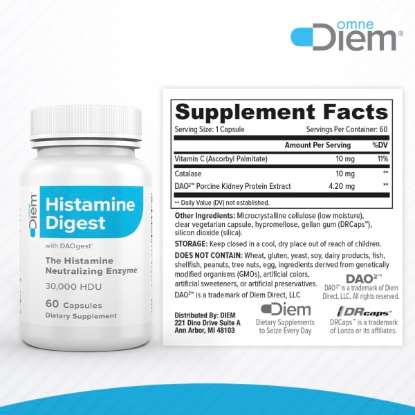 Omne Diem Histamine Digest DAO 30,000 HDU, 60 Capsules - Image 2