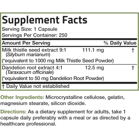 Bronson Milk Thistle, Ingredients