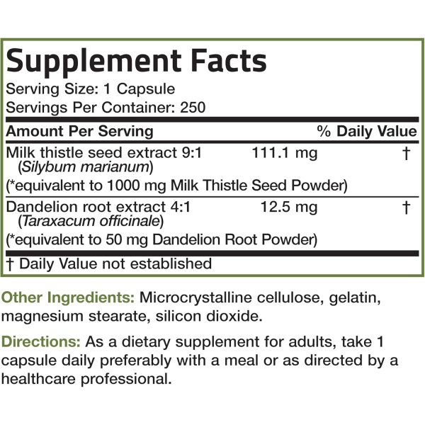 Bronson Milk Thistle, Ingredients