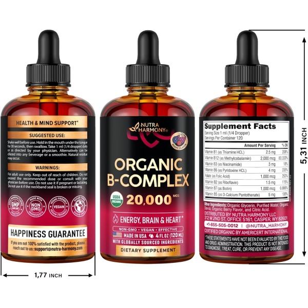 NUTRAHARMONY Organic Vitamin B-Complex Liquid Drops