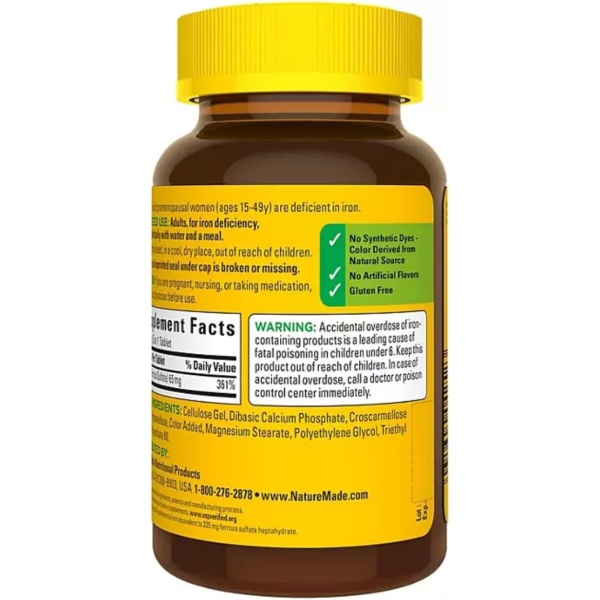 Nature Made Iron 65 mg, 365 Tablets