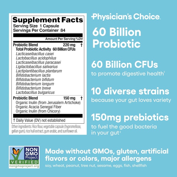 Physician's Choice Probiotics 60 Billion 84 Capsules