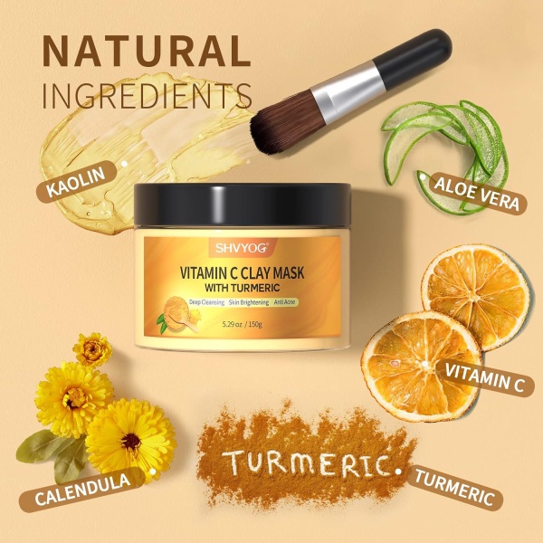 SHVYOG, Vitamin C Clay Facial Mask with Turmeric, Ingredients