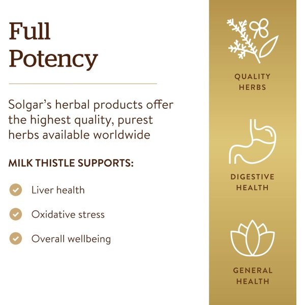 Solgar Milk Thistle (Silybum Marianum) 100 mg, Benefits