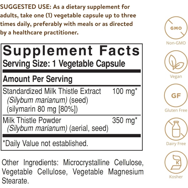 Solgar Milk Thistle (Silybum Marianum) 100 mg, Ingredients