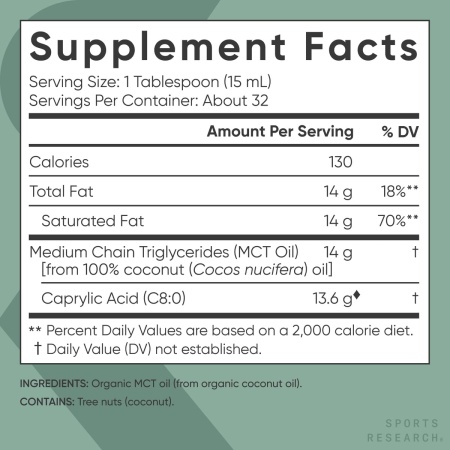 Sports Research Organic MCT Oil, Ingredients