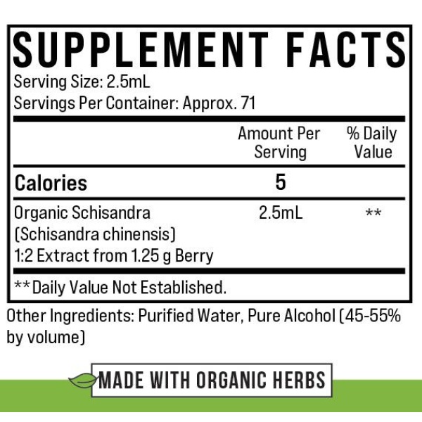 The Wellness Way, Schisandra (Organic Liquid Herb), Ingredients