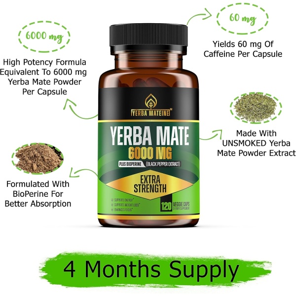 Yerba Mateine, Yerba Mate 6000 mg, Features