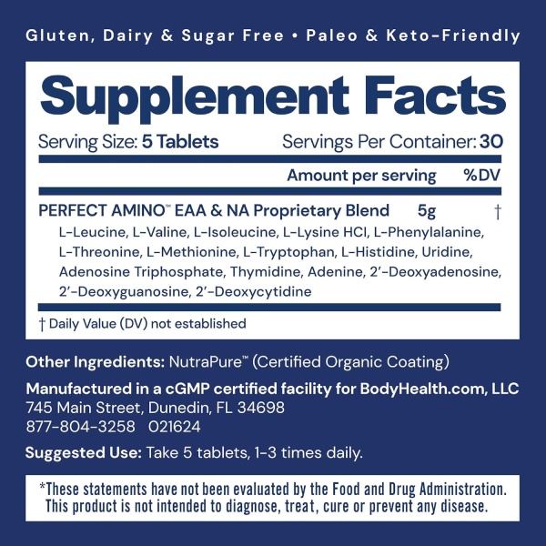 Perfect Amino by Body Health: Premium Essential Amino Acid Supplement | 150 Tablets - Image 2