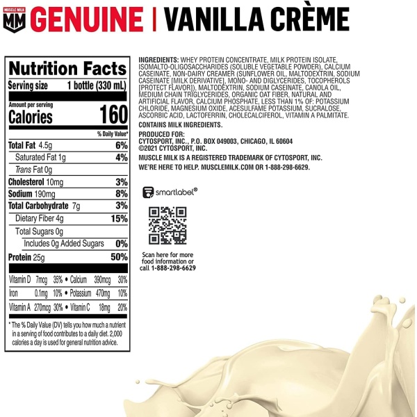 Muscle Milk Genuine Protein Shake Vanilla Flavor, Ingredients