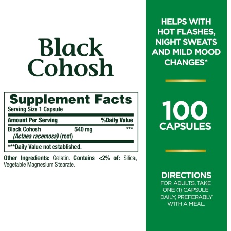 Nature's Bounty Black Cohosh 540 mg, Ingredients
