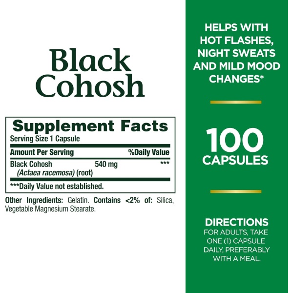 Nature's Bounty Black Cohosh 540 mg, Ingredients