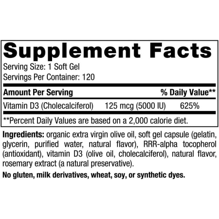 Nordic Naturals Vitamin D3 5000, Ingredients