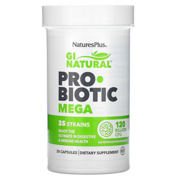 NaturesPlus, GI Natural Probiotic Mega 120 Billion CFU, 30 Capsules