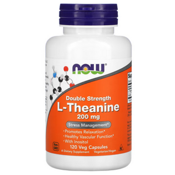 NOW, Double Strength L-Theanine 200 mg, 120 Veg Capsules