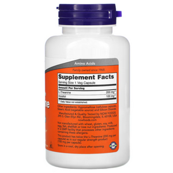 NOW, Double Strength L-Theanine 200 mg, 120 Veg Capsules