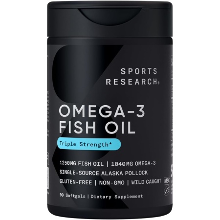 Sports Research Triple Strength Omega 3 Fish Oil 1250 mg, 90 Softgels