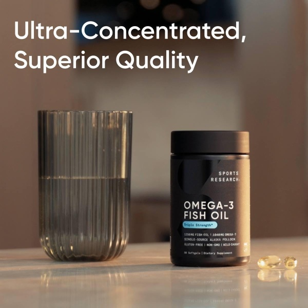 Sports Research Triple Strength Omega 3 Fish Oil 1250 mg, 90 Softgels